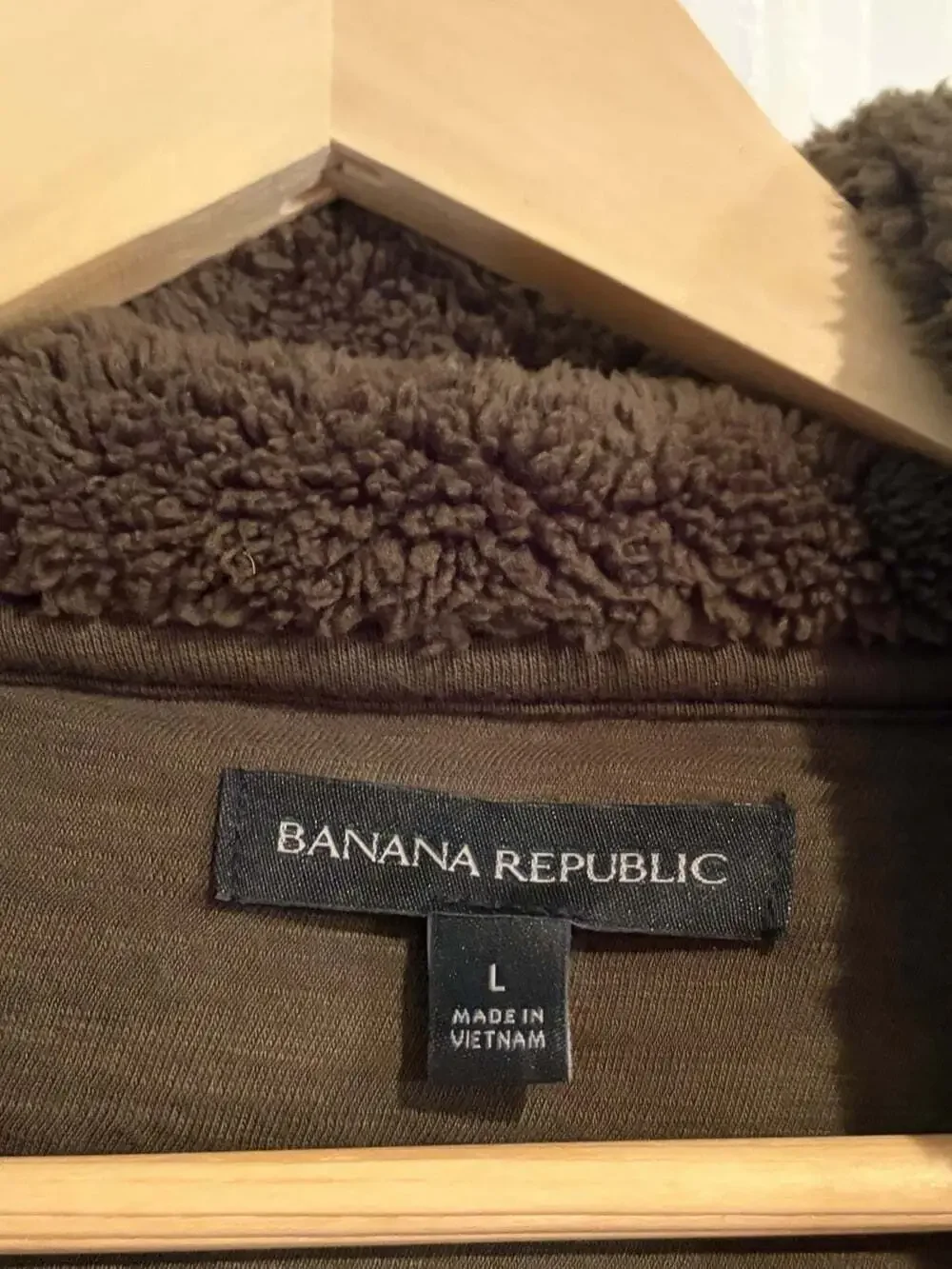 Banana Republic Hooded Fleece Pullover Men’s Large Brown 1/4 Zip